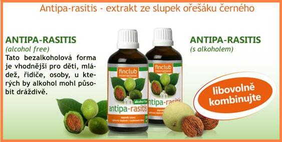 fin Antipa - rasitis - Extrakt z ořešáku černého. Extrakt  ořešáku černého je považován za nejúčinnější přírodní prostředek proti střevním parazitům a jejich vývojovým stádiím, jako podpora očisty střevního traktu od usídlených parazitů a tím příznivě  působí na trávicí systém: